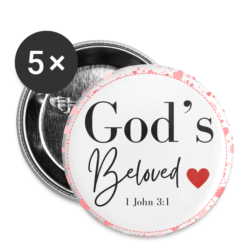 God's Beloved Buttons large 2.2'' (5-pack) - white